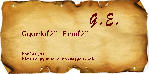 Gyurkó Ernő névjegykártya